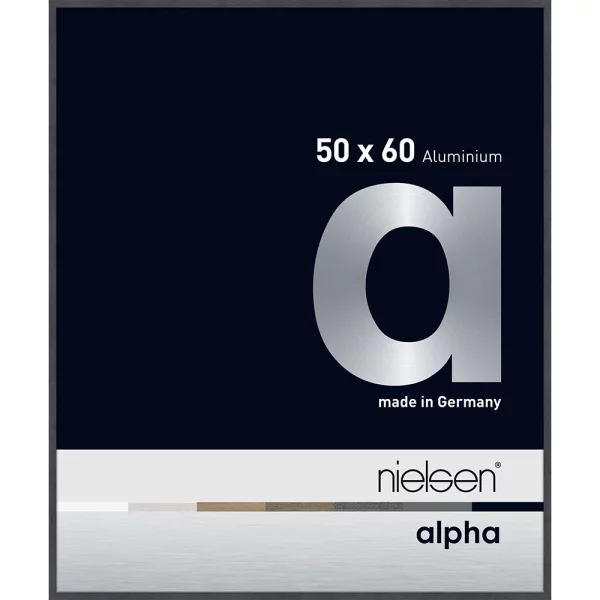Alu Bilderrahmen Profil alpha 50x60 cm | Grau (furnierte Oberfläche) | Normalglas (2 mm)