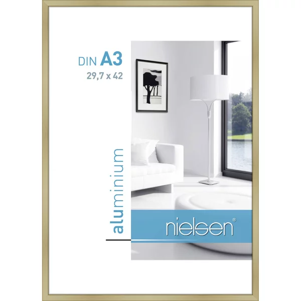 Alu-Bilderrahmen Classic 29,7x42 cm (A3) | Gold matt | Normalglas (2 mm)