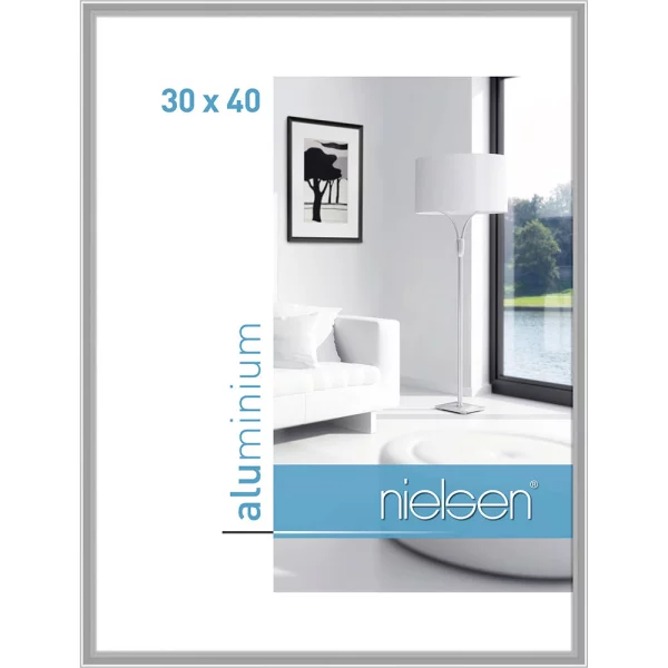 Alu-Bilderrahmen Classic 30x40 cm | Silber glanz | Normalglas (2 mm)