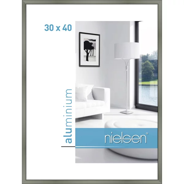Alu-Bilderrahmen Classic 30x40 cm | Platin | Normalglas (2 mm)