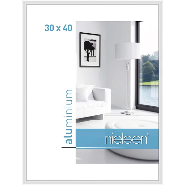 Alu-Bilderrahmen Classic 30x40 cm | Weiß glanz | Normalglas (2 mm)