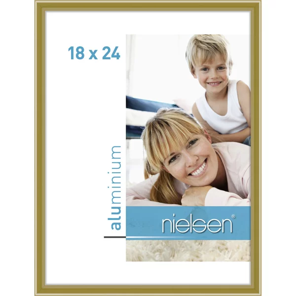 Alu-Bilderrahmen Classic 18x24 cm | Gold | Normalglas (2 mm)
