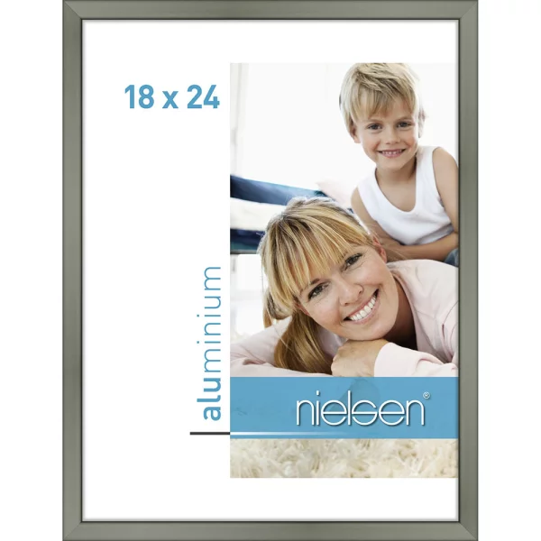 Alu-Bilderrahmen Classic 18x24 cm | Platin | Normalglas (2 mm)
