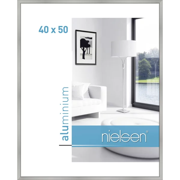 Alu-Bilderrahmen Classic 40x50 cm | Silber matt | Normalglas (2 mm)