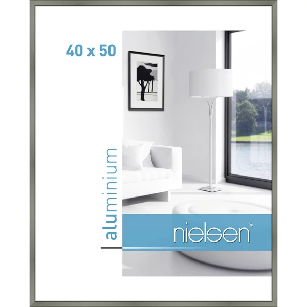 Alu-Bilderrahmen Classic 40x50 cm | Platin | Normalglas (2 mm)
