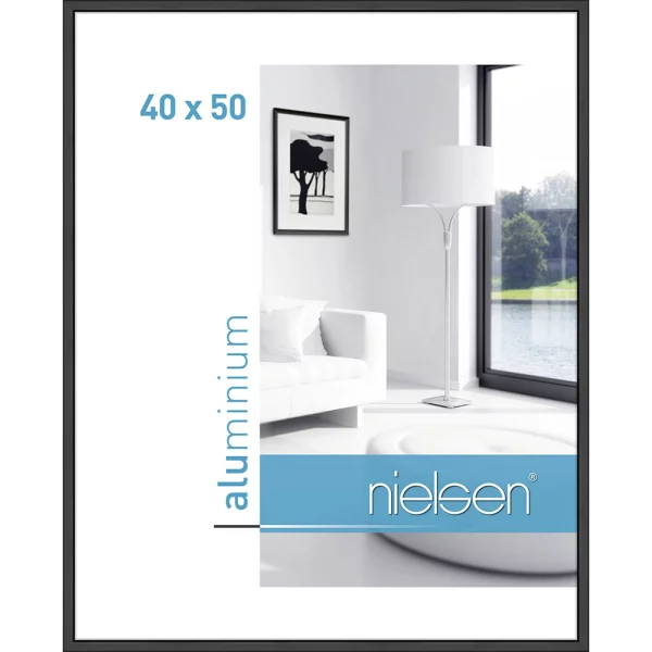 Alu-Bilderrahmen Classic 40x50 cm | Schwarz matt | Normalglas (2 mm)