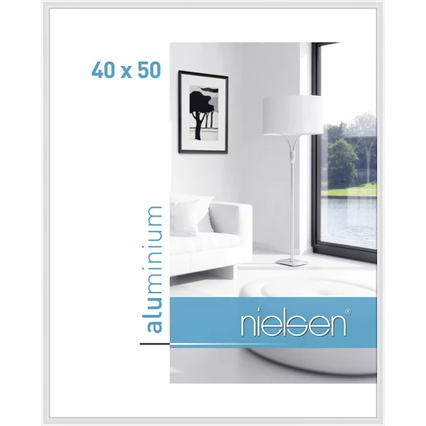 Alu-Bilderrahmen Classic 40x50 cm | Weiß glanz | Normalglas (2 mm)