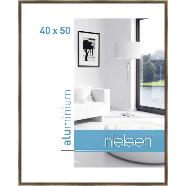 Alu-Bilderrahmen Classic 40x50 cm | Strukturiert Walnuss | Normalglas (2 mm)