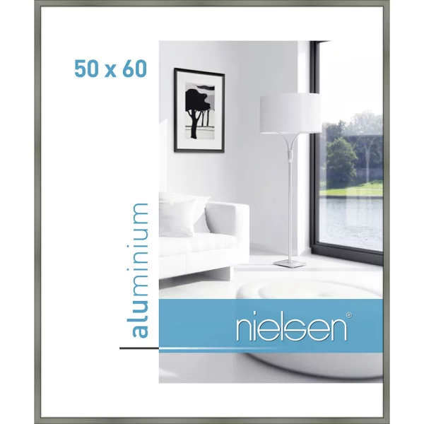 Alu Bilderrahmen Classic 50x60 cm | Platin | Normalglas (2 mm)