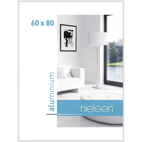 Alu Bilderrahmen Classic 60x80 cm | Weiß glanz | Normalglas (2 mm)