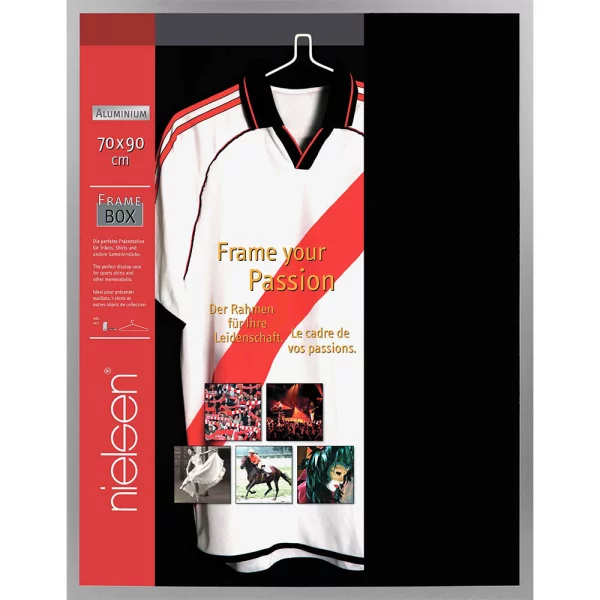 FrameBox - Cadre pour maillots 70x90 cm | argent mat | verre synthétique (2 mm)