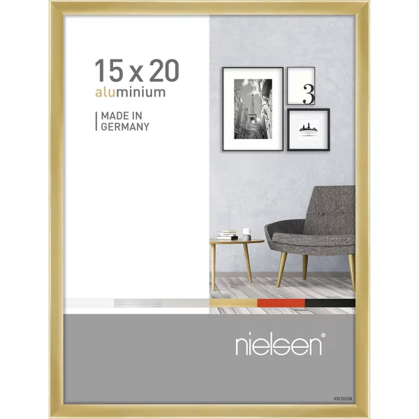 Alu Bilderrahmen Pixel 15x20 cm | Gold glanz | Normalglas (2 mm)