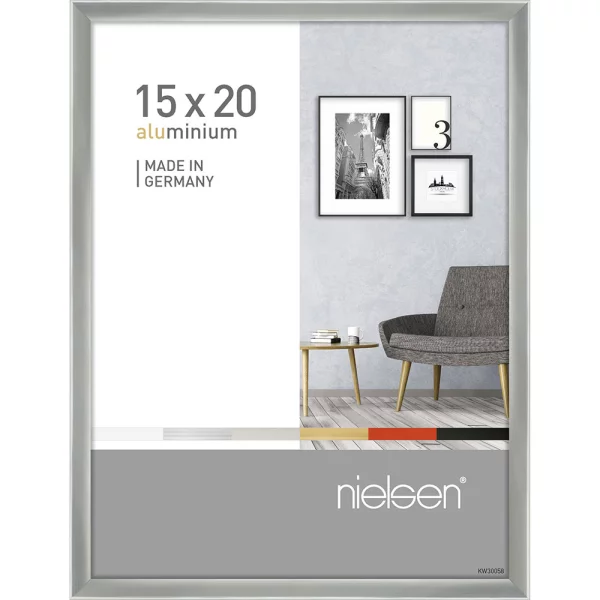 Alurahmen Pixel 15x20 cm | Silber glanz | Antireflexglas mattiert (2 mm)