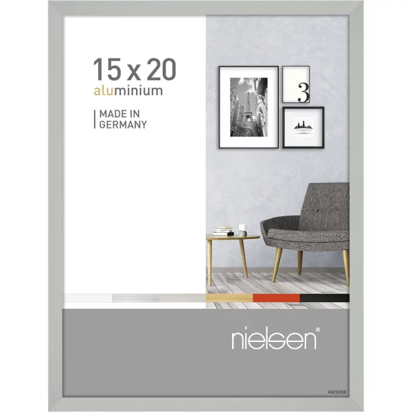 Alu Bilderrahmen Pixel 15x20 cm | Silber matt | Normalglas (2 mm)