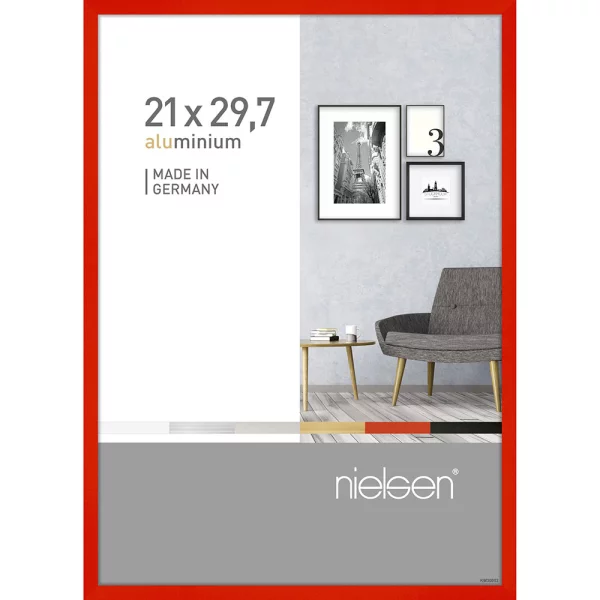 Cadre en aluminium Pixel 21x29,7 cm (A4) | rouge tornade | verre standard (2 mm)