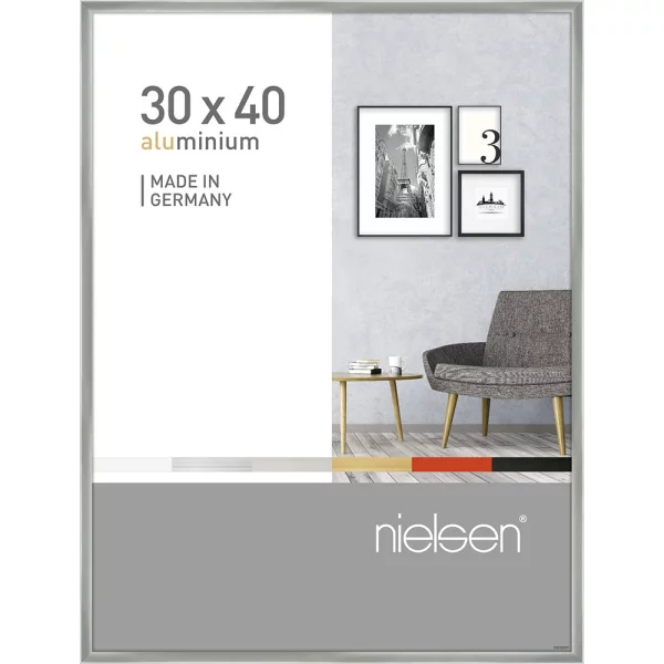 Cadre en aluminium Pixel 30x40 cm | argent brillant | verre standard (2 mm)