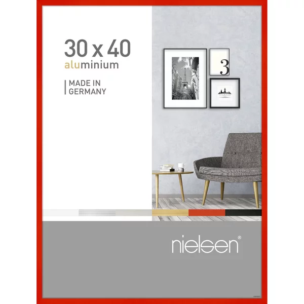 Cadre en aluminium Pixel 30x40 cm | rouge tornade | verre standard (2 mm)