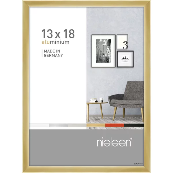 Cadre en aluminium Pixel 13x18 cm | or brillant | verre standard (2 mm)