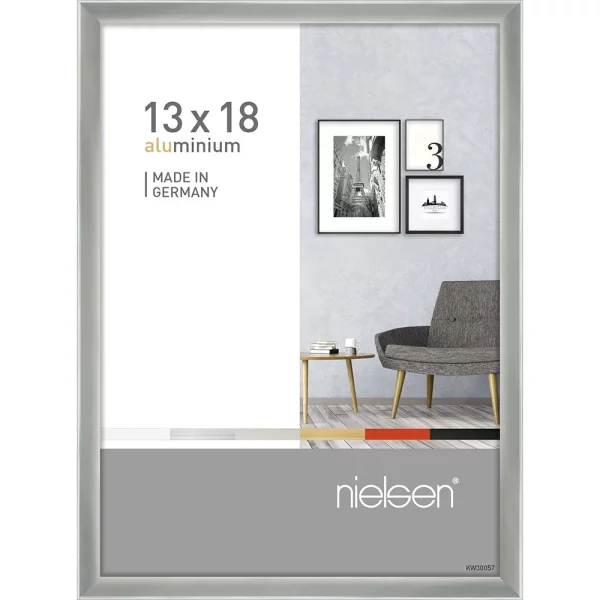 Cadre en aluminium Pixel 13x18 cm | argent brillant | verre standard (2 mm)