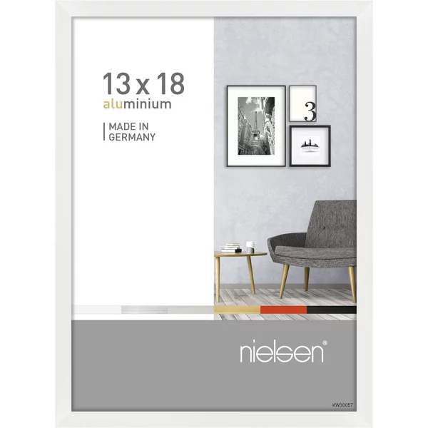 Cadre en aluminium Pixel 13x18 cm | blanc brillant | verre standard (2 mm)