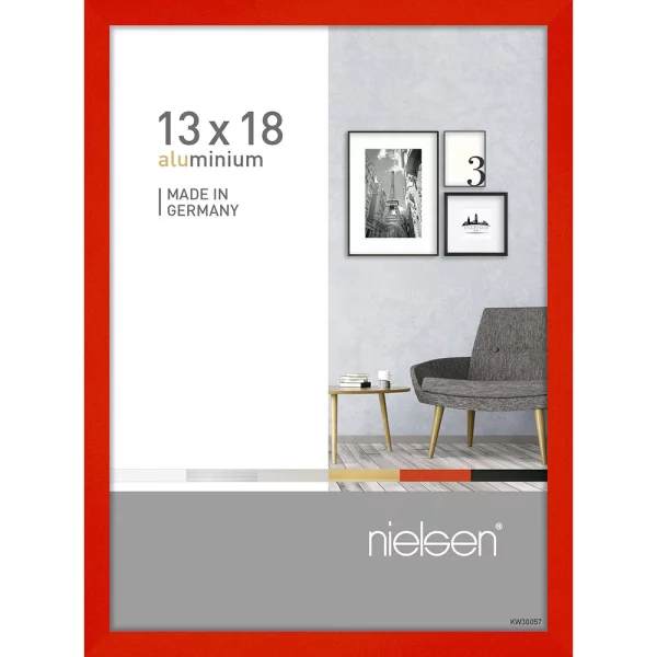 Cadre en aluminium Pixel 13x18 cm | rouge tornade | verre standard (2 mm)