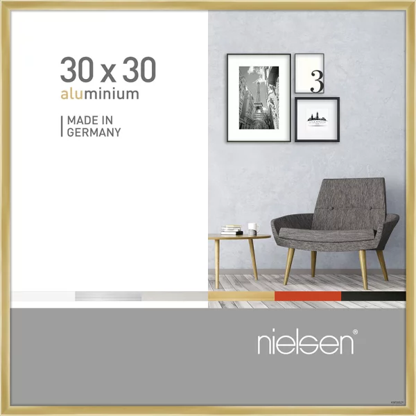 Alu Bilderrahmen Pixel 30x30 cm | Gold glanz | Normalglas (2 mm)