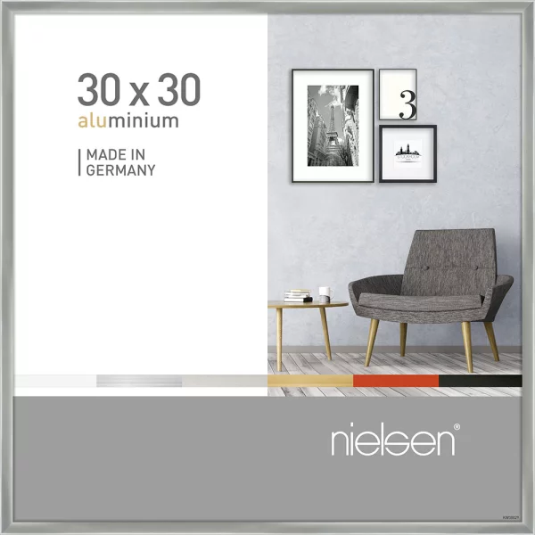 Alu Bilderrahmen Pixel 30x30 cm | Silber glanz | Normalglas (2 mm)