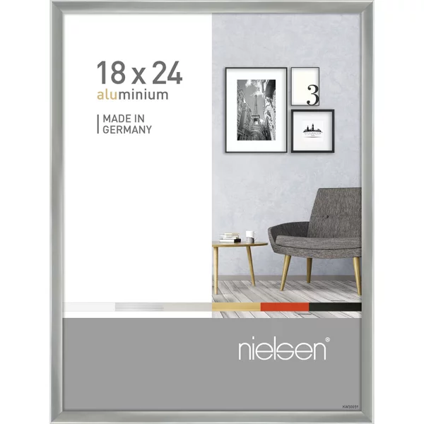 Alu Bilderrahmen Pixel 18x24 cm | Silber glanz | Normalglas (2 mm)
