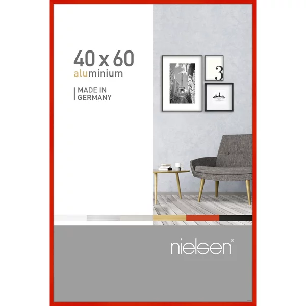 Cadre en aluminium Pixel 40x60 cm | rouge tornade | verre standard (2 mm)