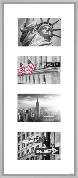 Cadre multi photos Junior pour 4 photos 25x60 cm (4x 10x15 cm) | argent mat | verre standard (2 mm)
