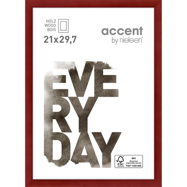 Cadre en bois Zoom 21x29,7 cm (A4) | rouge | verre standard (2 mm)