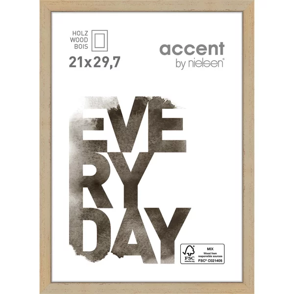 Holz-Bilderrahmen Zoom 21x29,7 cm (A4) | Gold | Normalglas (2 mm)