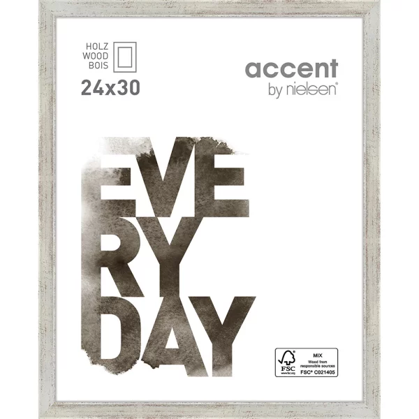 Cadre en bois Zoom 24x30 cm | argent | verre standard (2 mm)