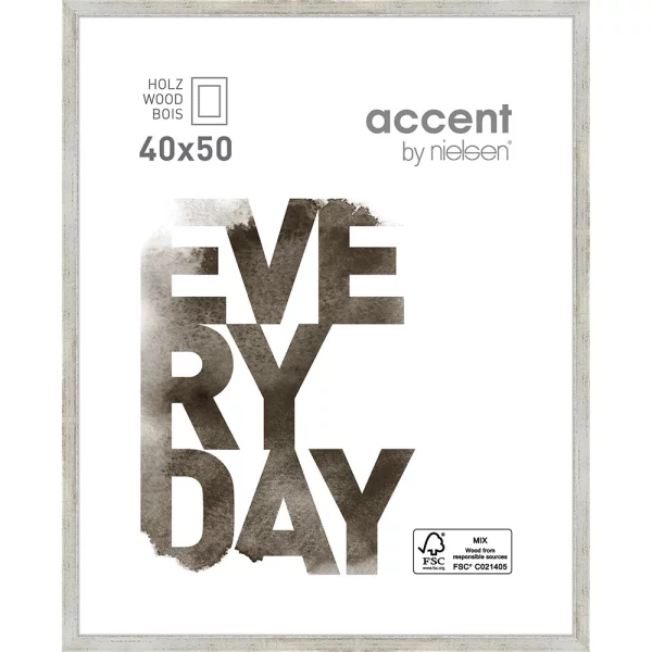 Cadre en bois Zoom 40x50 cm | argent | verre standard (2 mm)