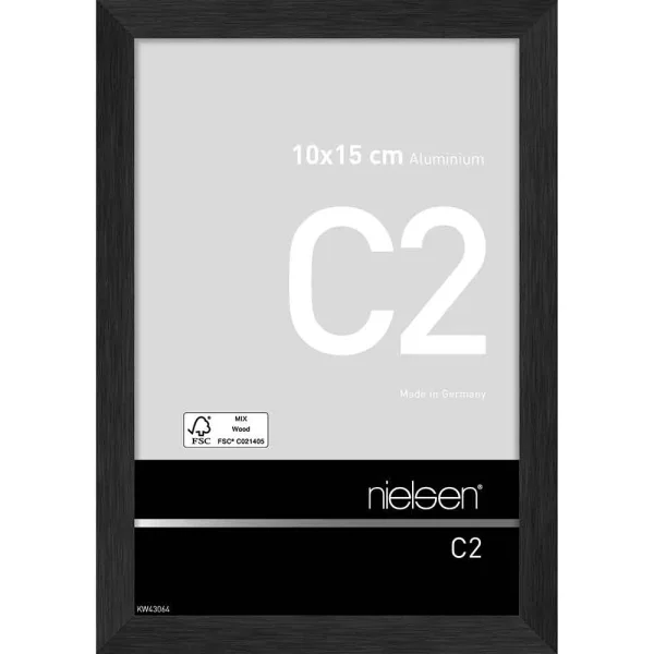 Cadre en aluminium C2 10x15 cm | structure noir mat | verre standard (2 mm)