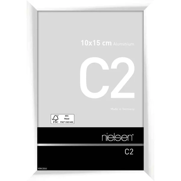 Cadre en aluminium C2 10x15 cm | blanc brillant | verre standard (2 mm)
