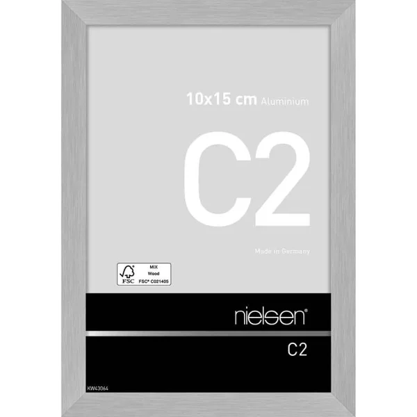 Cadre en aluminium C2 10x15 cm | structure argent mat | verre standard (2 mm)
