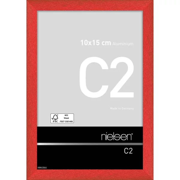 Cadre en aluminium C2 10x15 cm | rouge tornade | verre standard (2 mm)