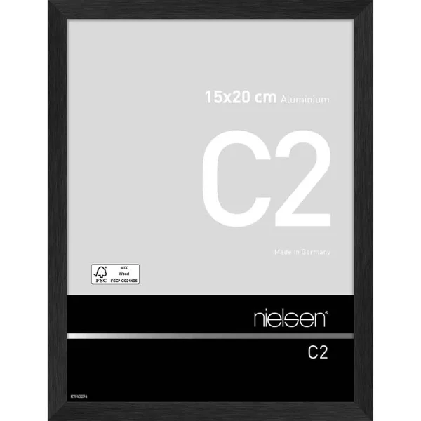 Alu Bilderrahmen C2 15x20 cm | Struktur Schwarz matt | Normalglas (2 mm)