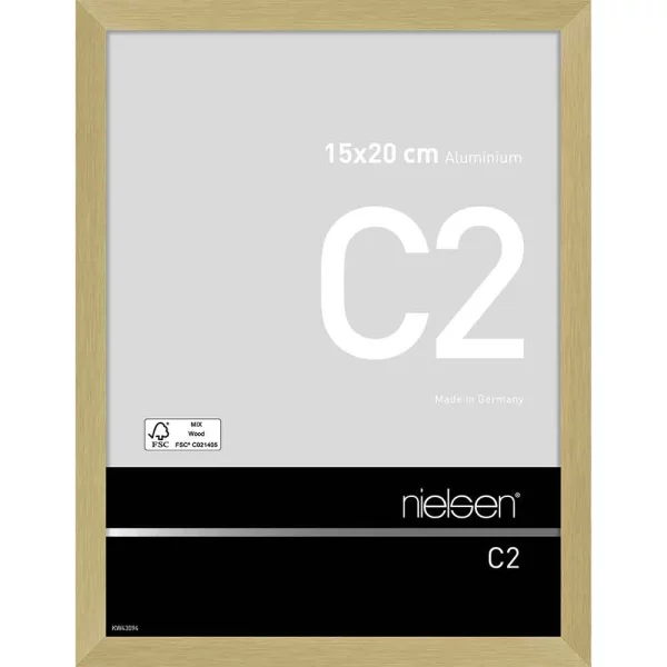Alu Bilderrahmen C2 15x20 cm | Struktur Gold matt | Normalglas (2 mm)