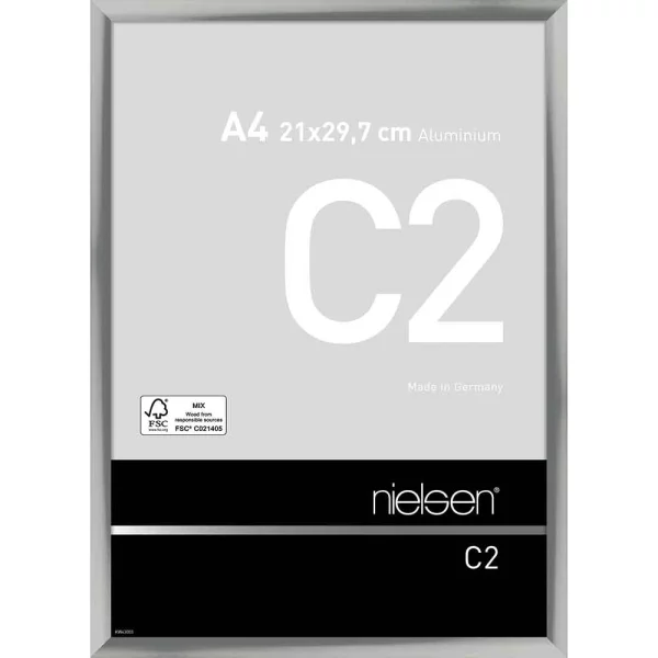 Cadre en aluminium C2 21x29,7 cm (A4) | argent brillant | verre standard (2 mm)