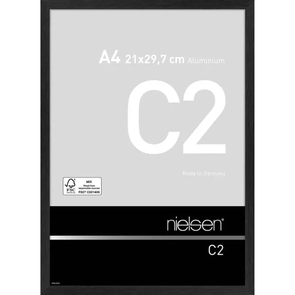 Cadre en aluminium C2 21x29,7 cm (A4) | structure noir mat | verre standard (2 mm)