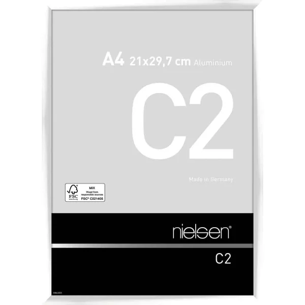 Cadre en aluminium C2 21x29,7 cm (A4) | blanc brillant | verre standard (2 mm)