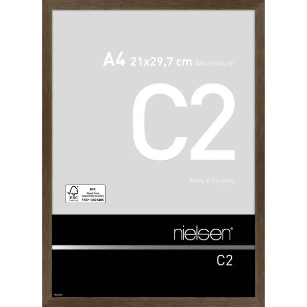 Cadre en aluminium C2 21x29,7 cm (A4) | structure noix mat | verre standard (2 mm)
