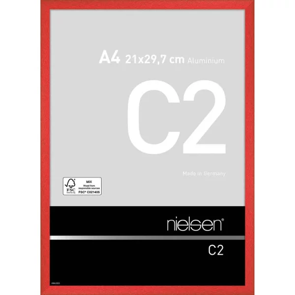 Cadre en aluminium C2 21x29,7 cm (A4) | rouge tornade | verre standard (2 mm)