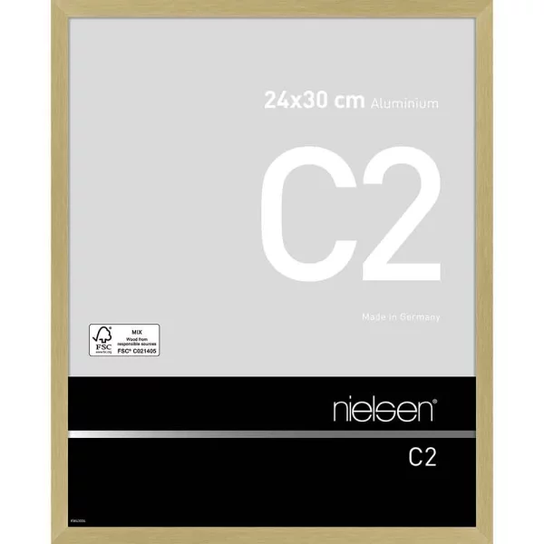Alu Bilderrahmen C2 24x30 cm | Struktur Gold matt | Normalglas (2 mm)