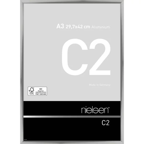 Alu-Bilderrahmen C2 29,7x42 cm (A3) | Silber glanz | Normalglas (2 mm)
