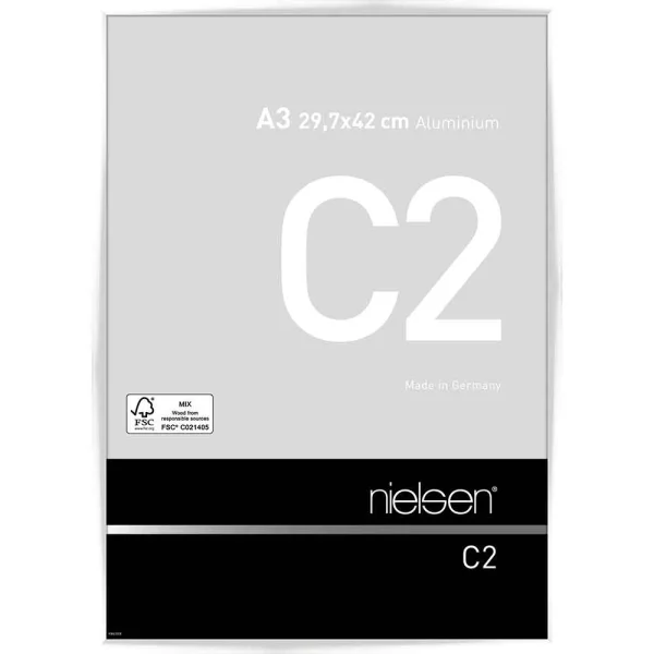 Alu-Bilderrahmen C2 29,7x42 cm (A3) | Weiß glanz | Normalglas (2 mm)