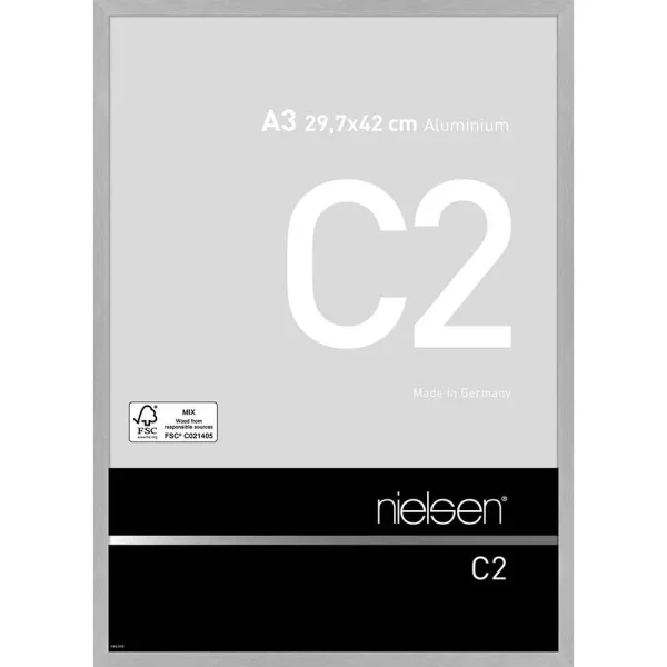 Alu-Bilderrahmen C2 29,7x42 cm (A3) | Struktur Silber matt | Normalglas (2 mm)