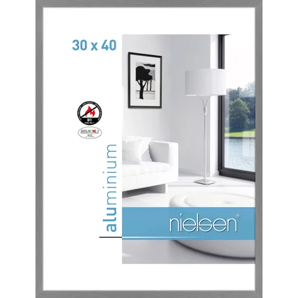 Cadre protection feu B1 C2 30x40 cm | structure gris mat | verre standard (2 mm)